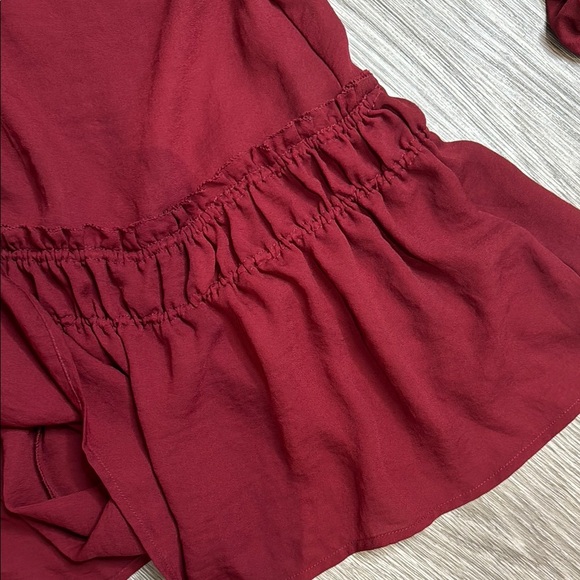LOFT Burgundy Ruched Long Sleeve Blouse - Picture 5 of 7